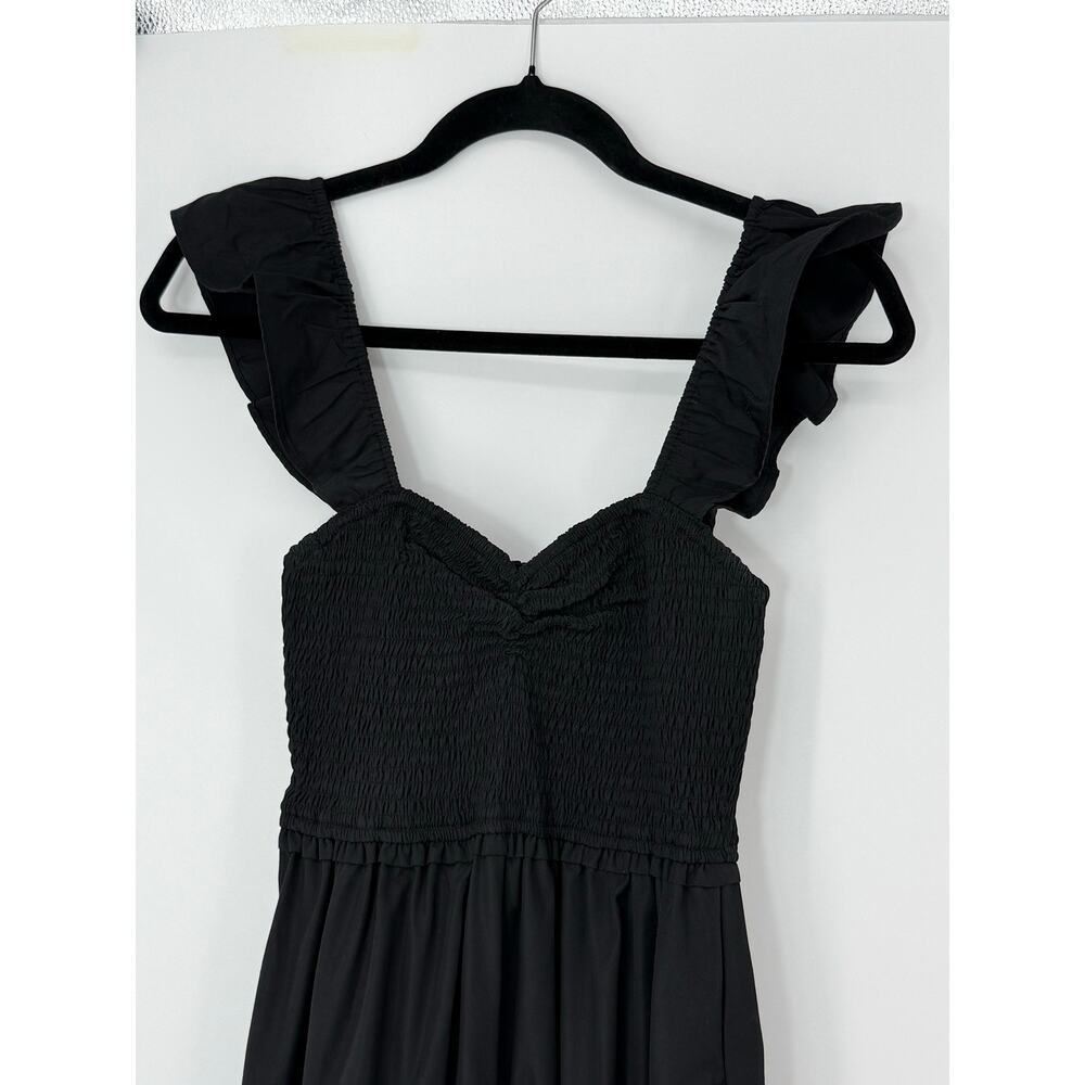 Abercrombie & Fitch Black Smocked Ruffle Strap Tiered Maxi Dress Size S - Picture 5 of 9